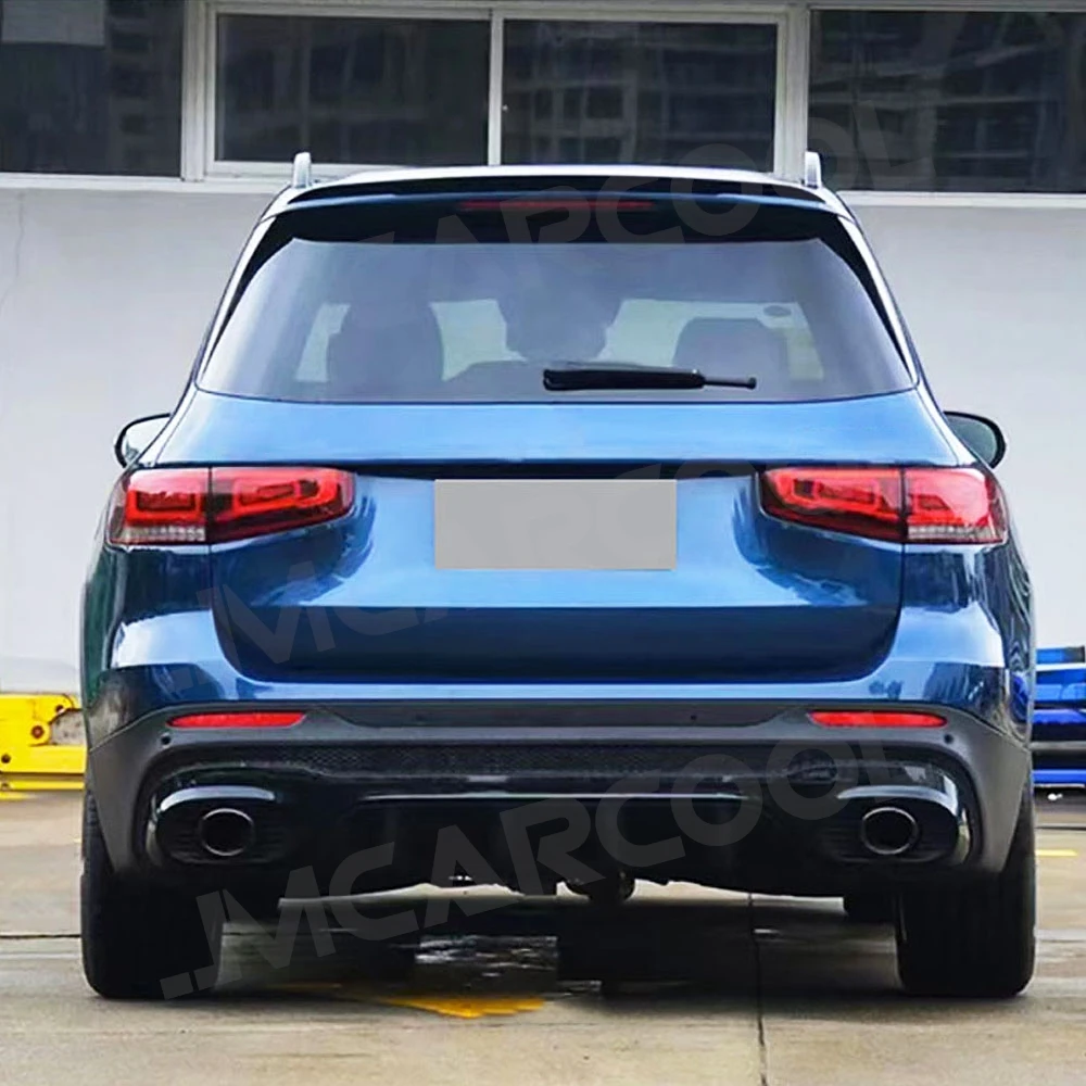 ABS Car Rear Lip Diffuser O-O Exhaust Muffle Tips for Mercedes Benz GLB X247 GLB180 200 GLB35 AMG 2019+ Bumper Scratch Protector