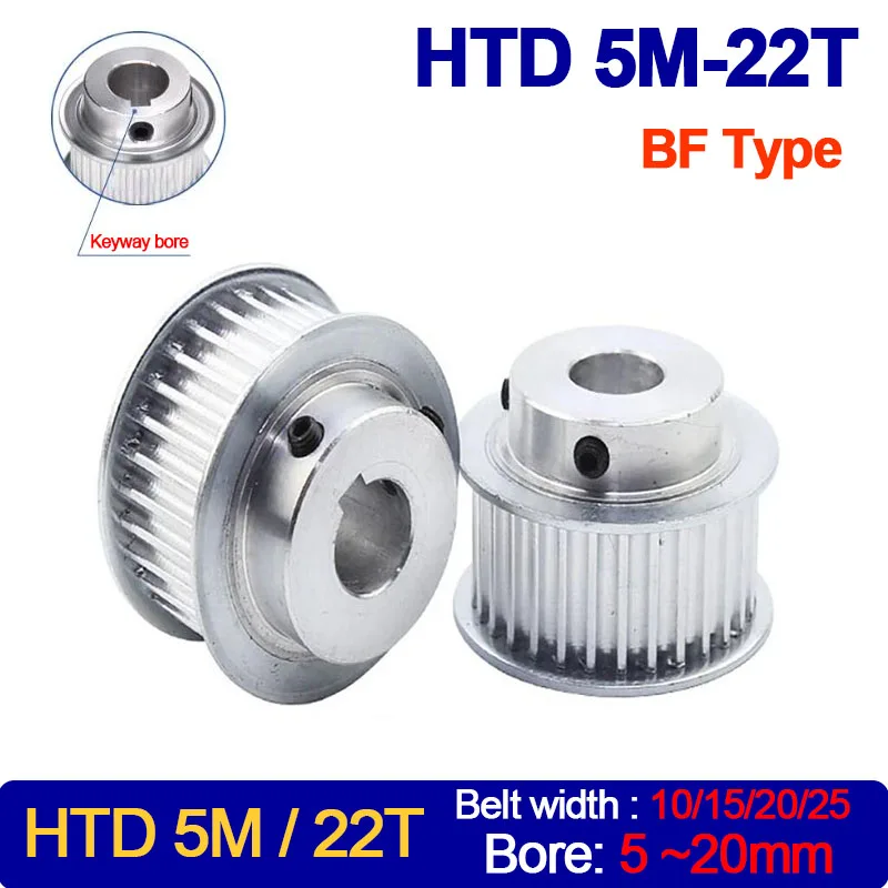 

22 Teeth HTD 5M Timing Pulley Bore 5/6/6.35/8/10/12/14/15/17/19/20mm For Width 10/15/20/25mm HTD5M Synchronous Belts 22T BF Type