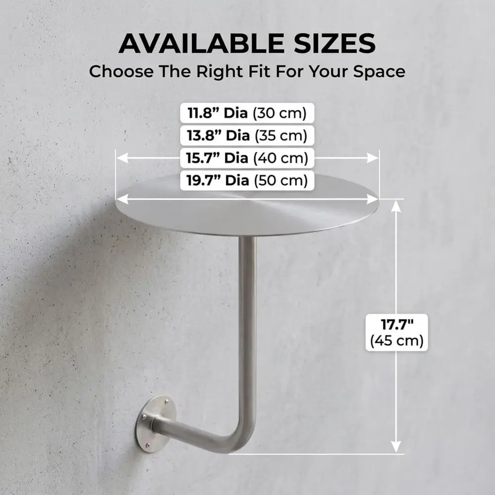 Wall Mounted Round Tale, loating ar Tale or Small Spaces | Metal Top with L-Shaped Iron racket, Space Saving Coee Desk or Kitche