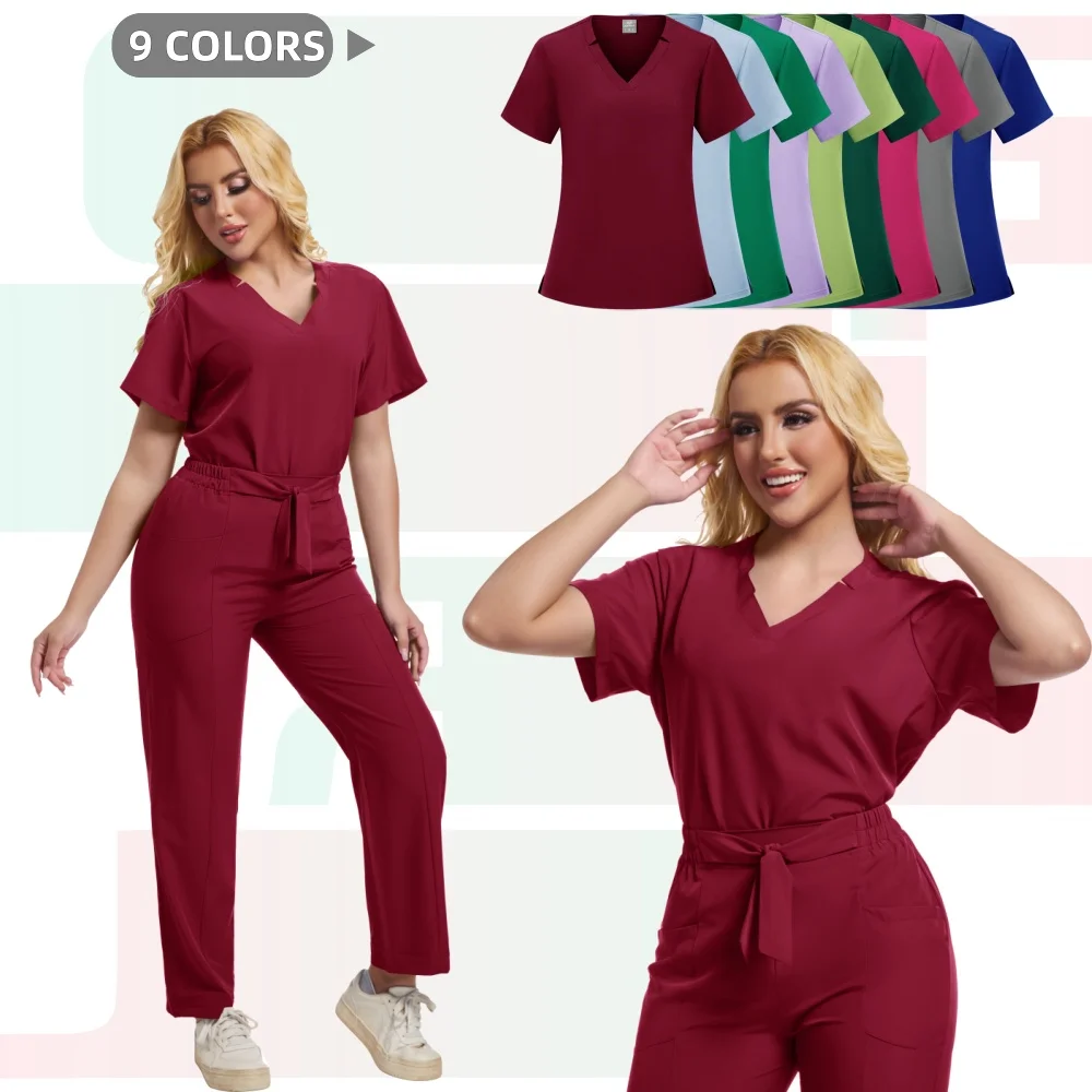 

Больничный доктор, медсестра, рабочая форма, женские комплекты хирургических скрабов, штаны для операционной, клиника, аптека, однотонный комплект рабочей одежды