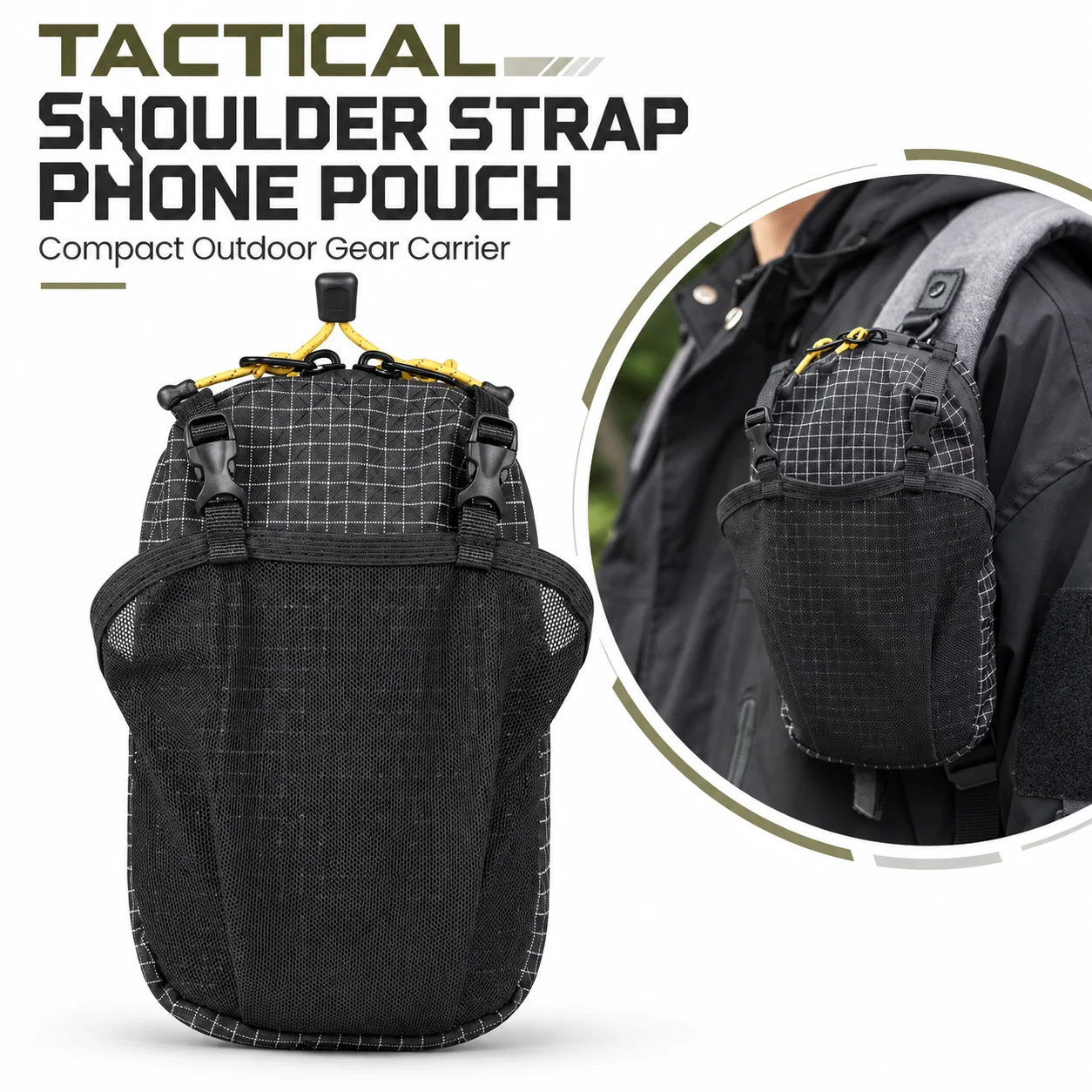 Outdoor Shoulder Strap Phone Pouch Lightweight Mesh Hanging Bag  Accessories Pack Mobile Storage Bag for Camping Travel
