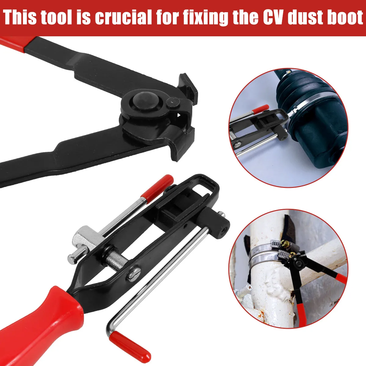 2Pcs CV Joint Boot Clamp Pliers Set Car Banding Tool with Cutter Portable Automotive Hose Axle Pliers for Automotive Maintenance