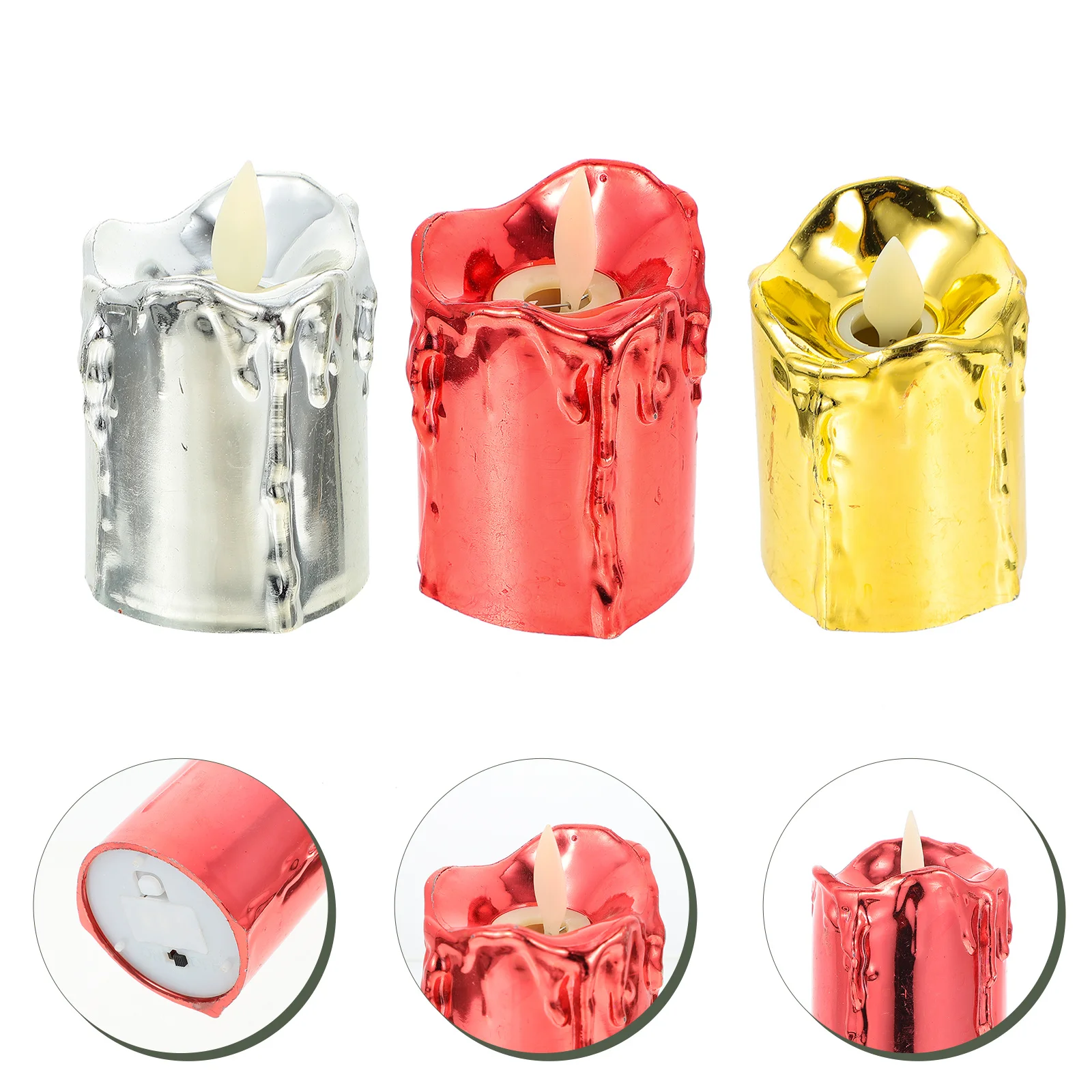 

3Pcs LED Electronic Lamps Flameless Electric Tea Lights Operated Romantic Wedding Festival Decor LED