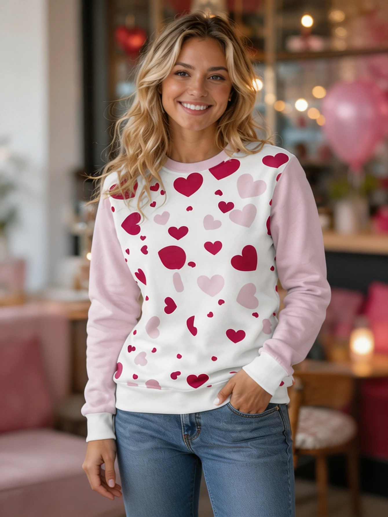 Women's round neck hoodie, long sleeved top, versatile temperament, commuting and leisure