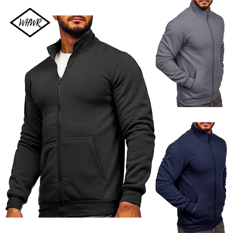 

Men's Long Sleeve Sweatshirt Solid Full Zipper Design Sweatshirt for Men Clothing Sportswear Slim Fit Casual Fitness Jacket