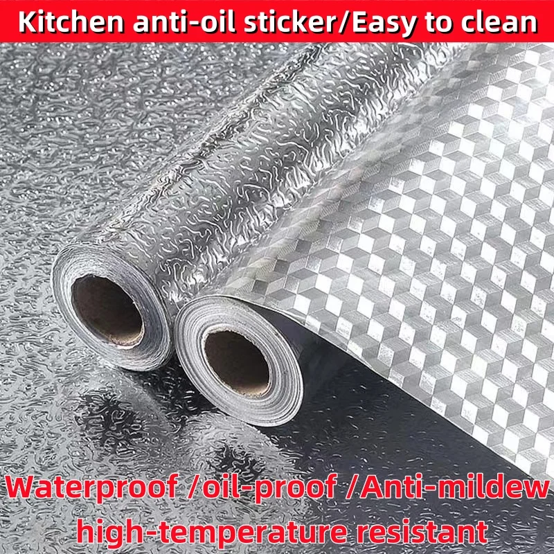 Adesivo à prova de óleo para bancada de cozinha, à prova d'água, autoadesivo, alta temperatura, fogão de cozinha, papel de parede adequado para bancada, gaveta, armário, rack