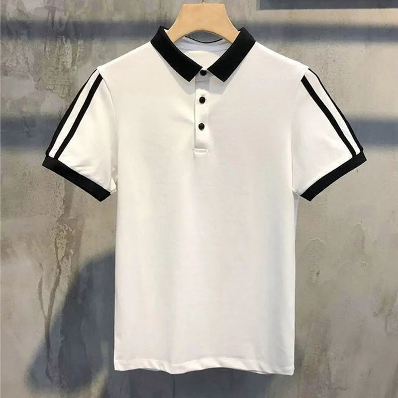 

Men's Clothing Polo Shirt Summer Short Sleeve Korean Style Slim Fit Casual Trendy Versatile Solid Color Fashion Top