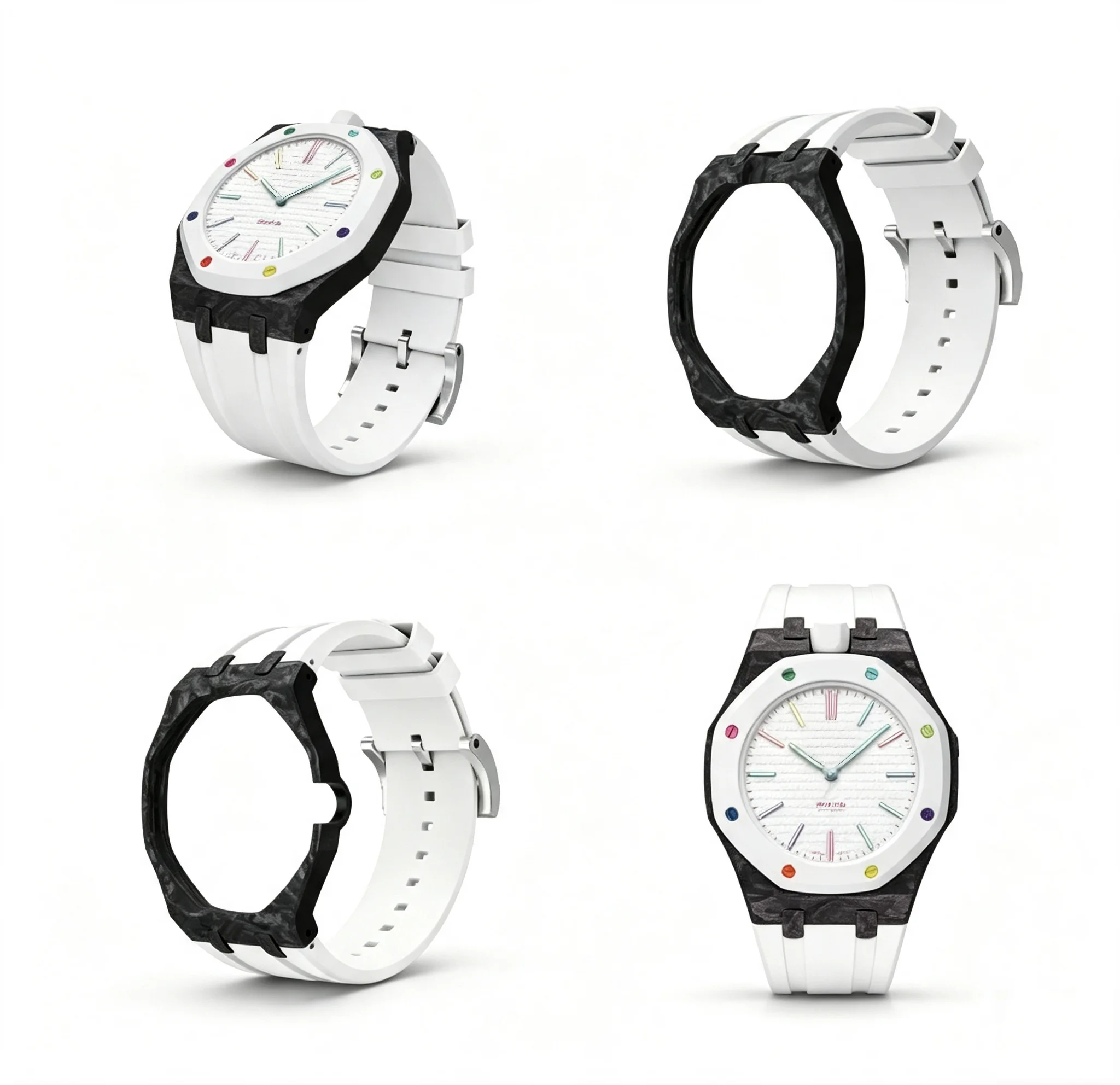 For Swatch x AP Royal Pop Watch Luxury Mod Kit Carbon Fiber Case Fluororubber Strap Convert Pocket Watch to Wristwatch Accessory