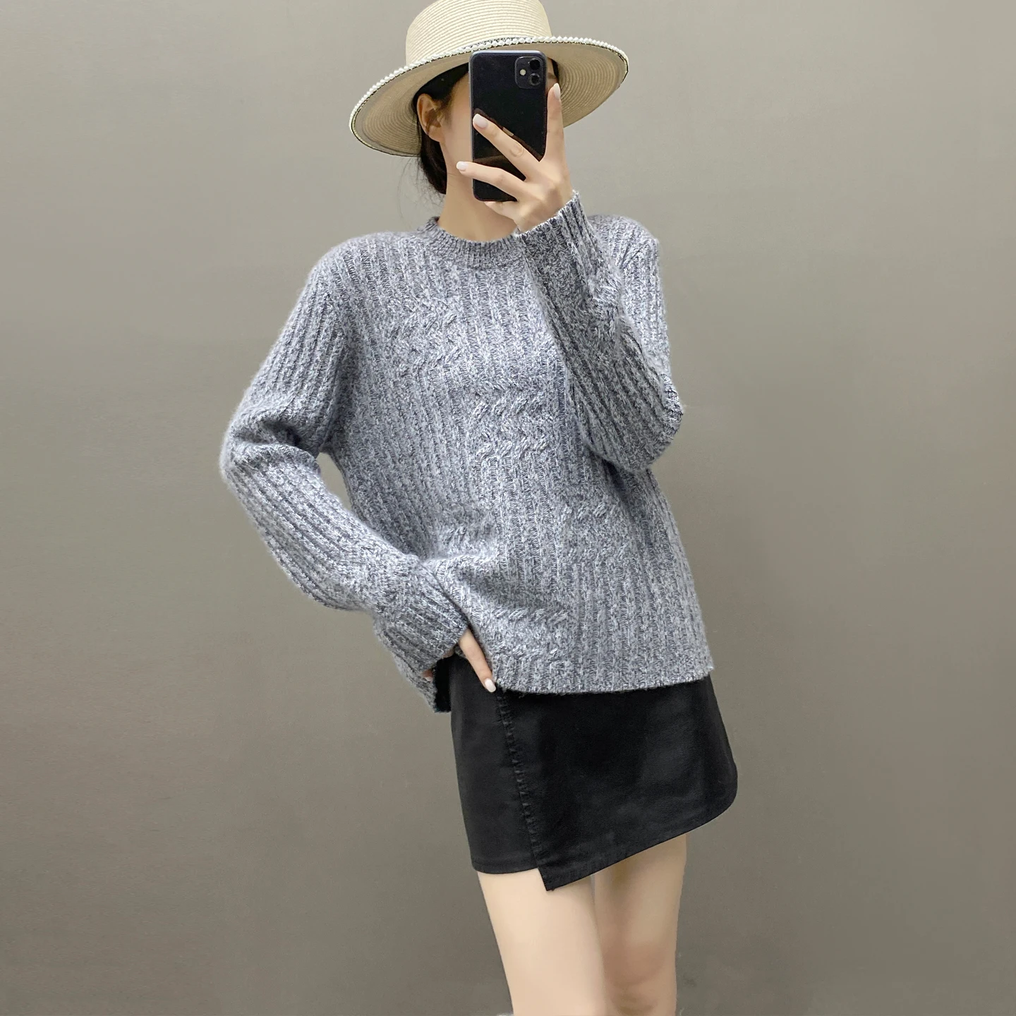 الموضة الأساسية 100% الكشمير بلون س الرقبة سترة ناعمة طويلة الأكمام البلوز الدافئة لطيف مريحة الملابس النسائية