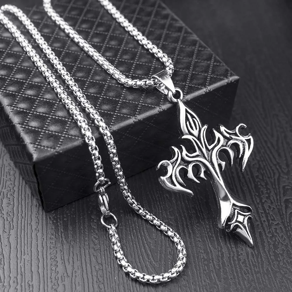 Cross Cross Necklaces Stainless Steel Steel Casting Charm Cross Clavicle Chains Alloy Clothing Accessories Cross Choker Pendant