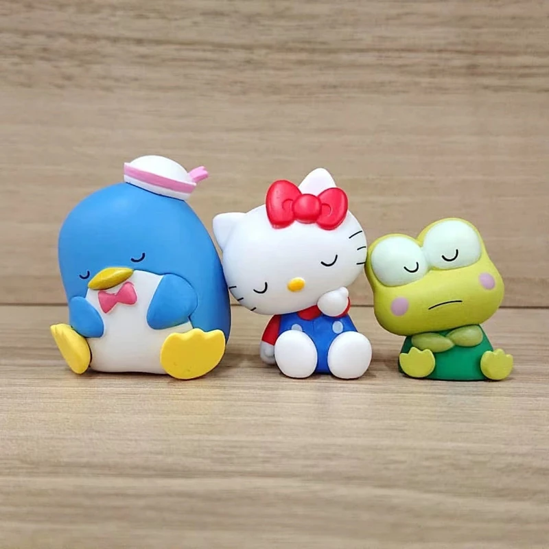 Original Sanrio Hello Kitty Anime Figure Badtz Maru Hide Seek Pochacco Cute Gashapon Figurine Capsule Toys