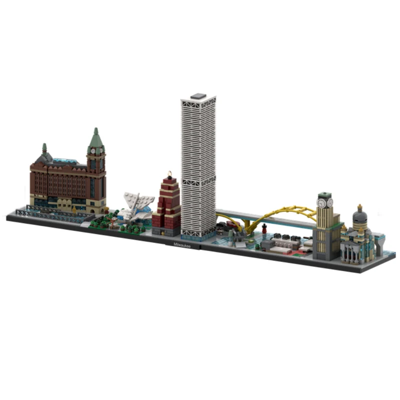 New MOC-110898  Milwaukee Skyline The Courthouse City StreetView Modular Building Blocks Bricks Toys for Kids Birthday Gifts