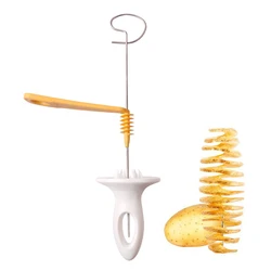 LMETJMA Tornado Spiraal Aardappelsnijder Fry Groente Spiralizer Chips Maker met 4 Sticks Twisted Aardappelsnijder JT99