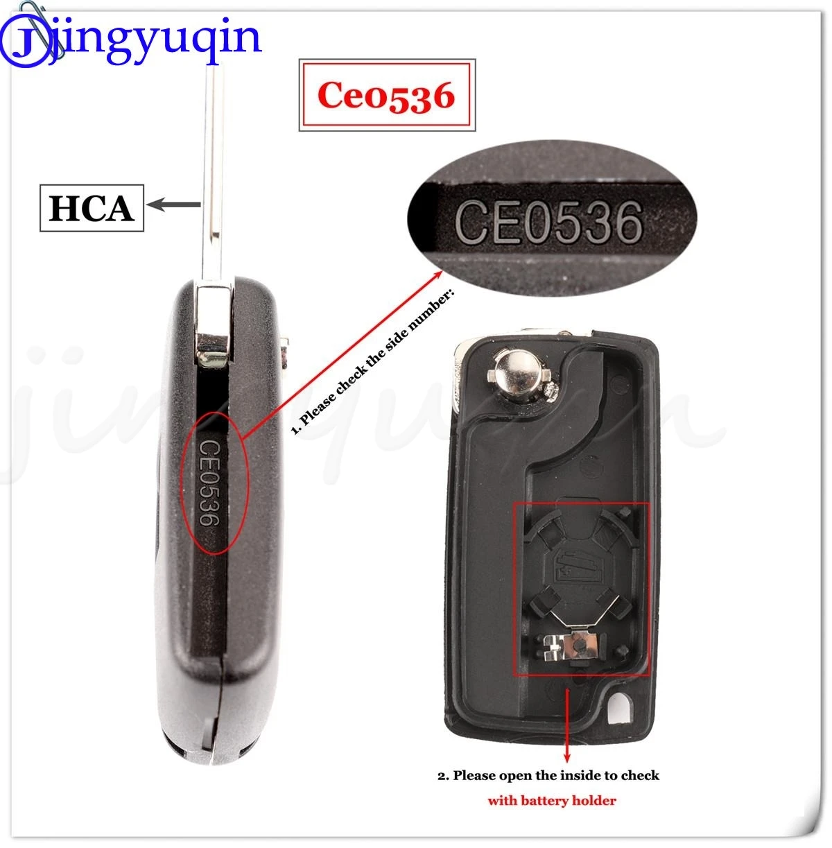 Jingyuqin-Chaveiro Remoto com 2 Botões, Auto Chave Do Carro, ASK Chip ID46, Peugeot 207, 307 SW, Citroen Jumpy, Lâmina HU83, CE0536, 433MHz