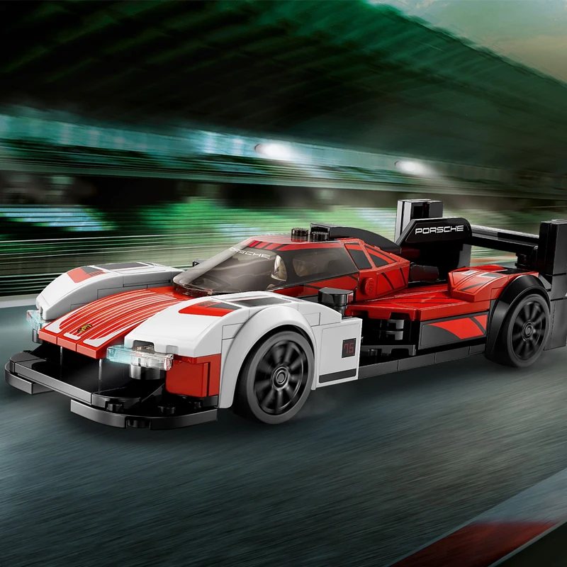 Lepin-76916 speed champions car building kit, porsche 963, veículo de corrida, brinquedo para crianças