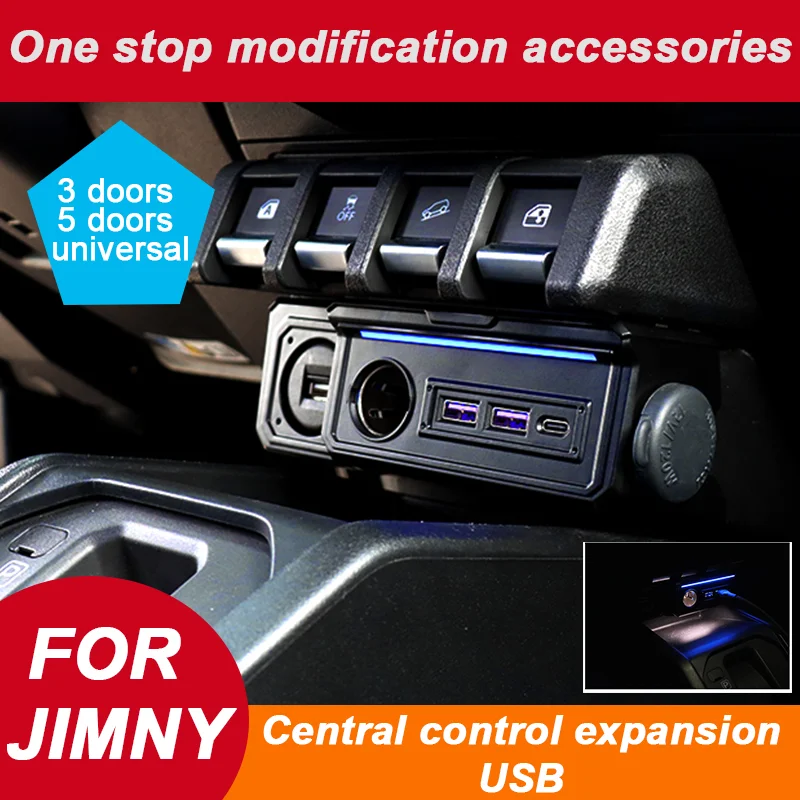 Car Central Control Expands USB Type-C Charging Port For Suzuki Jimny JB64 Sierra JB74W 2019 2025
