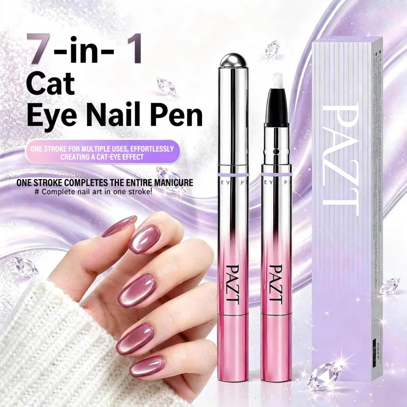 7-in-1 Multifunktionaler Katzenaugen-Nagelkunststift Magnetischer Gel-Nagellack mit Magnetperlen Nageldesign Anfängerwerkzeuge Tragbare Maniküre – Detail 8