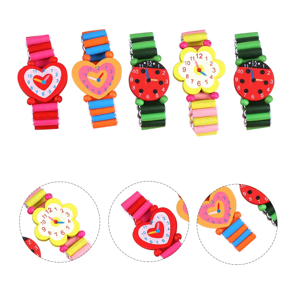 5 шт. деревянные детские часы, игрушка, прочные наручные часы с героями мультфильмов, яркий цвет, нежное ощущение, декоративное время, познавательная игрушка