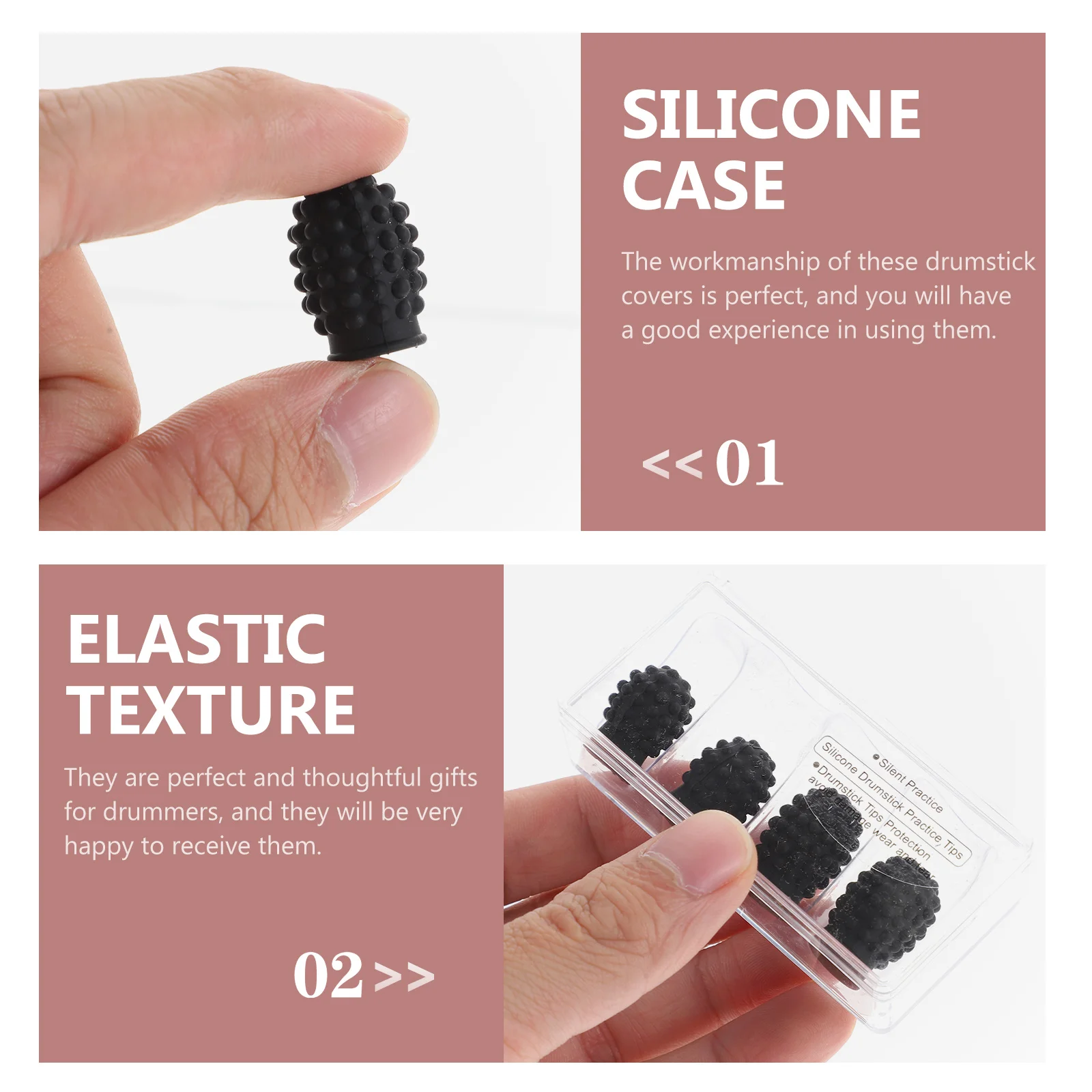 

4Pcs Drumstick Covers Silicone Protective Caps Silent Practice Drumstick Mute Accessories Drum Accessories Drum Stick Covers