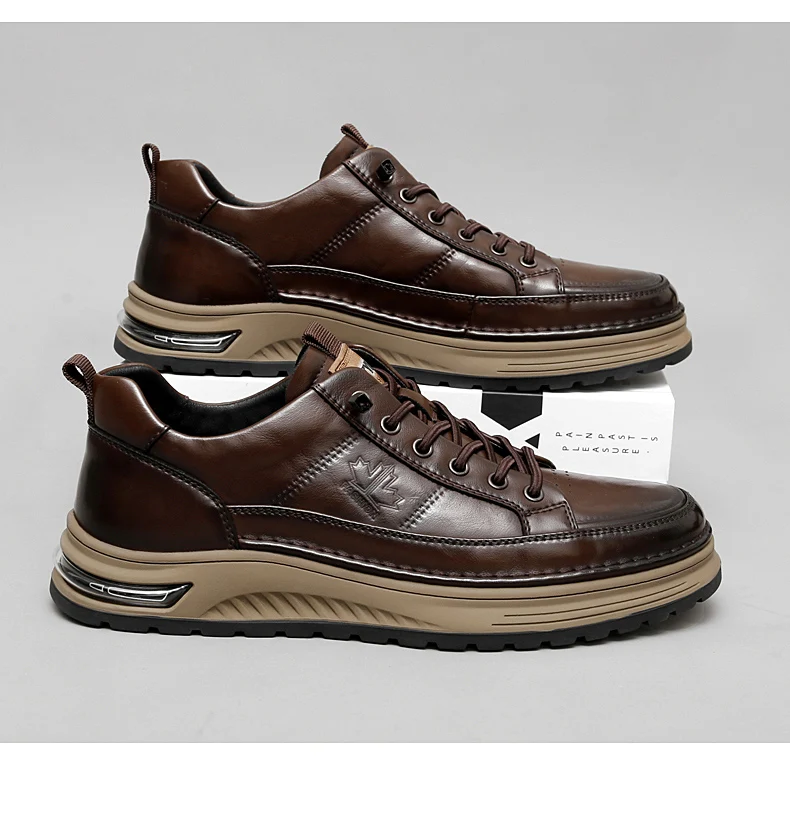 Luxuriöse Echtleder-Herrenschuhe für Business und Freizeit, Hochwertige Modische Schnürschuhe für Büro und Outdoor-Aktivitäten, Herren-Sneaker – Detail 20