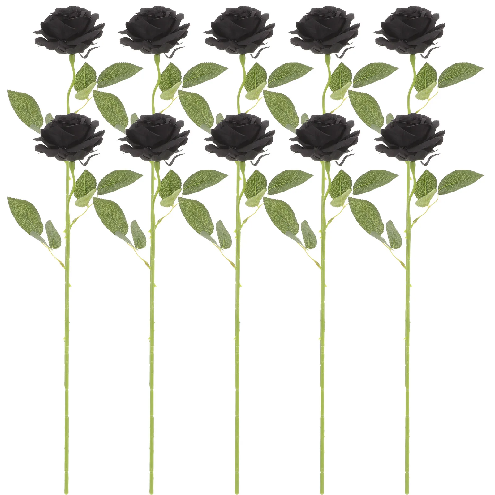 

10 Pcs Bouquet of Silk Black Roses Fake Indoor Artificial Flowers for Decoration