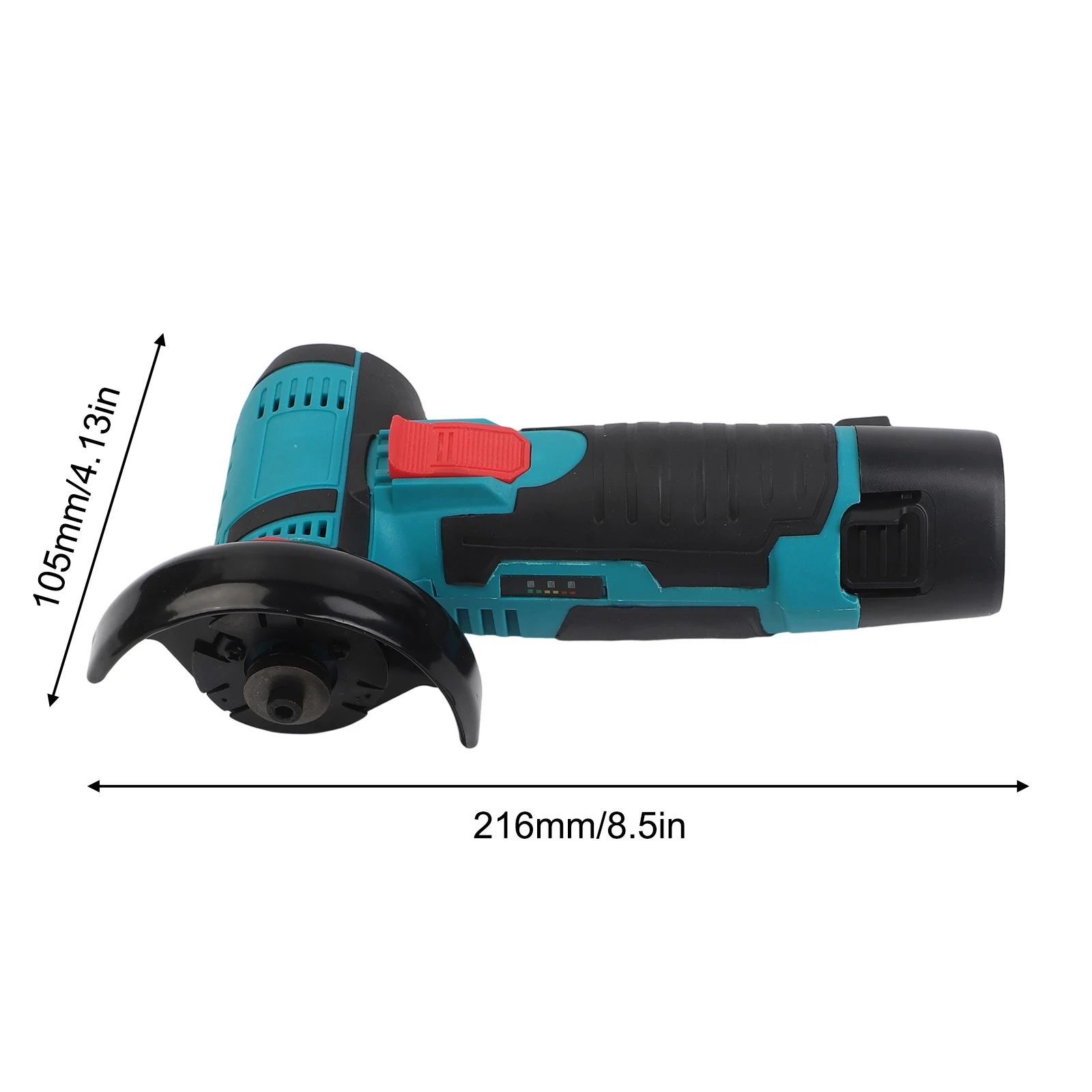 

Портативная полировальная машина 12В, угловая шлифовальная машина (примерно) Портативный полировальный инструмент 216*84*120 мм с отрезным диском, аккумулятор 12В 1200мАч