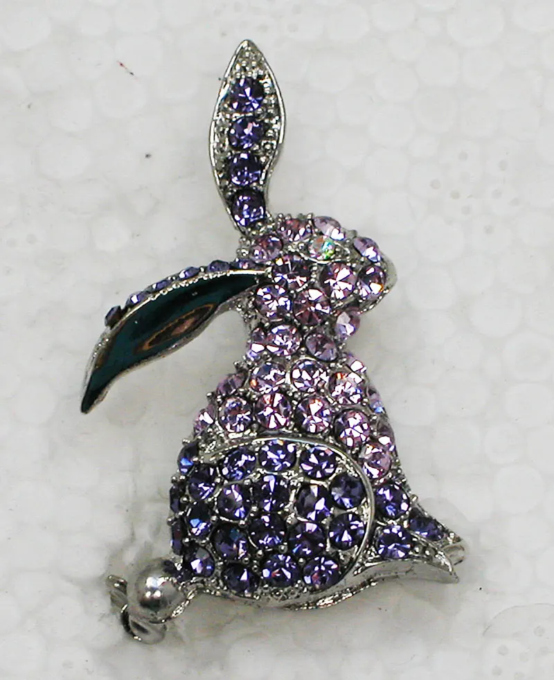 60pcs/lot Mixed Color(Can Notes Color) Wholesale Rhinestone Bunny Easter Pin brooches Jewelry gift C101184