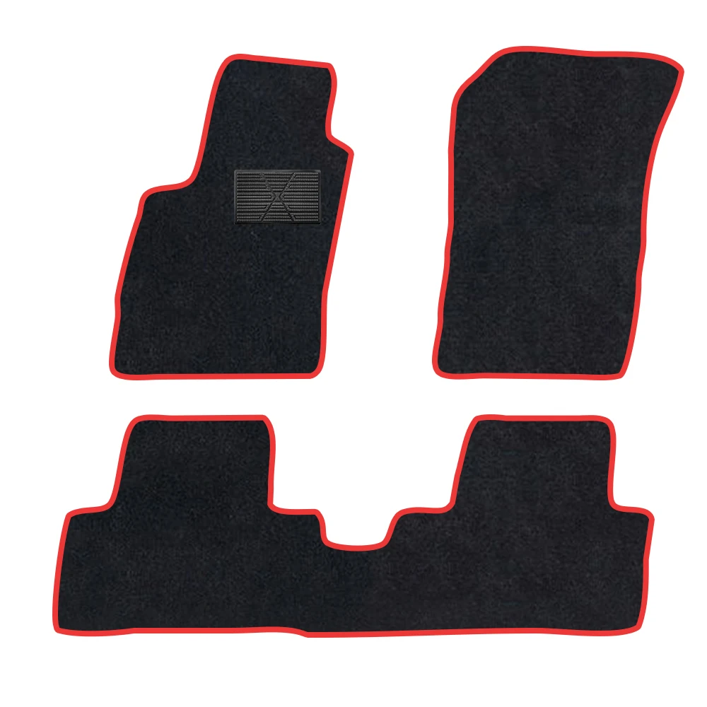 

Car Floor Mat For For d Ecosport 2018–2023 B515 BK Polyester suede Anti Slip black Backing red Binding Trim Edge