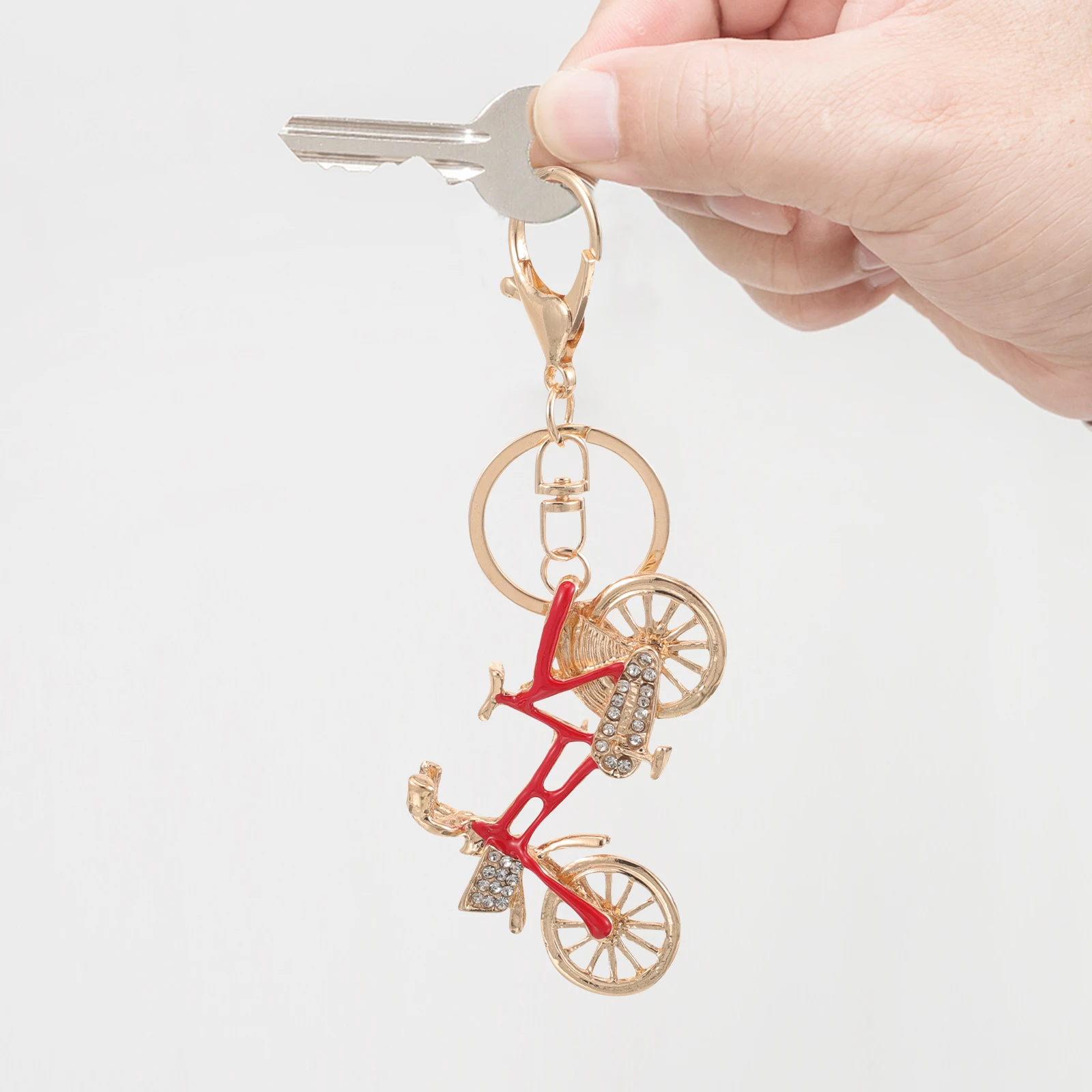 

Rhinestone Keychain Cycling Accessories Bicycle Charm Water Proof Biking Golden Man