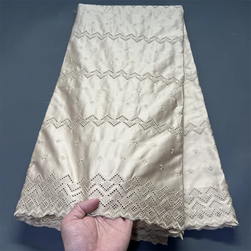 

Latest 2026 African Tulle Lace Fabric Nigerian Cotton Embroidery Wedding Dresses Prom Dresses High Quality hz1414 5Yard