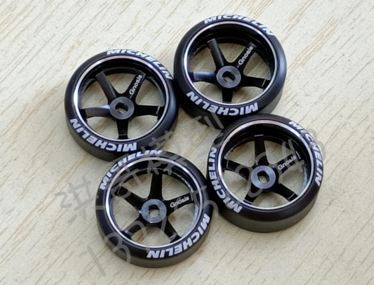 FATJAY RC Drift Micro Car Black Metal Wheel Hubs + Drift Tires (with LOGO) for MINI-Q, MINI-D, MINI-Z, DRZ, WLtoys