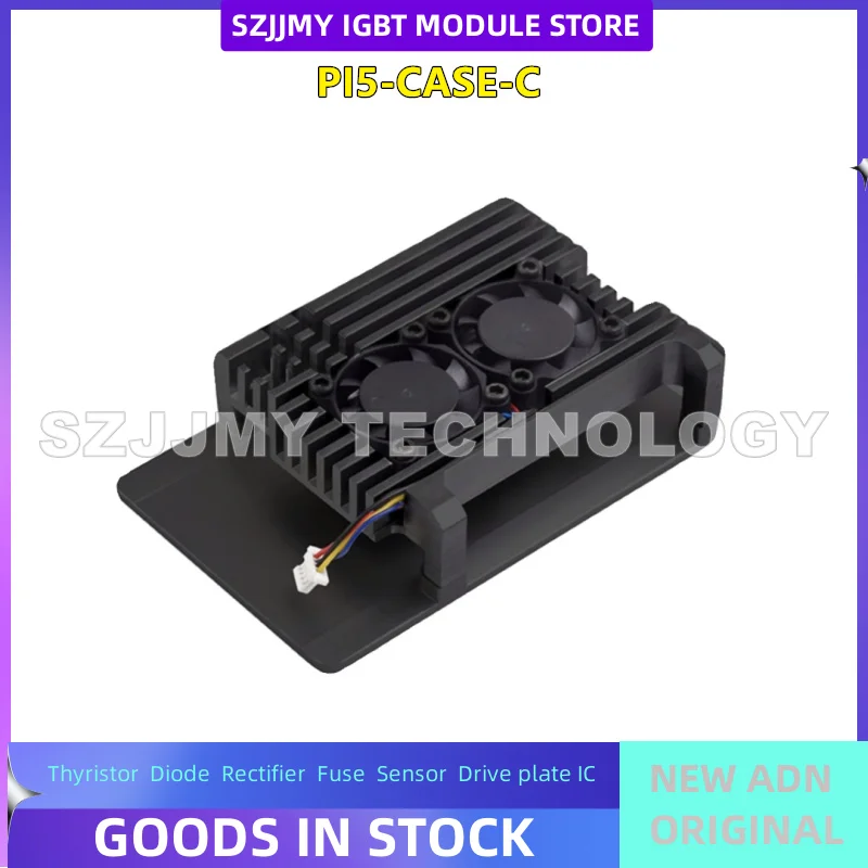 Raspberry Pi 5th generation aluminum alloy shell metal dual cooling fan thermal conductive adhesive