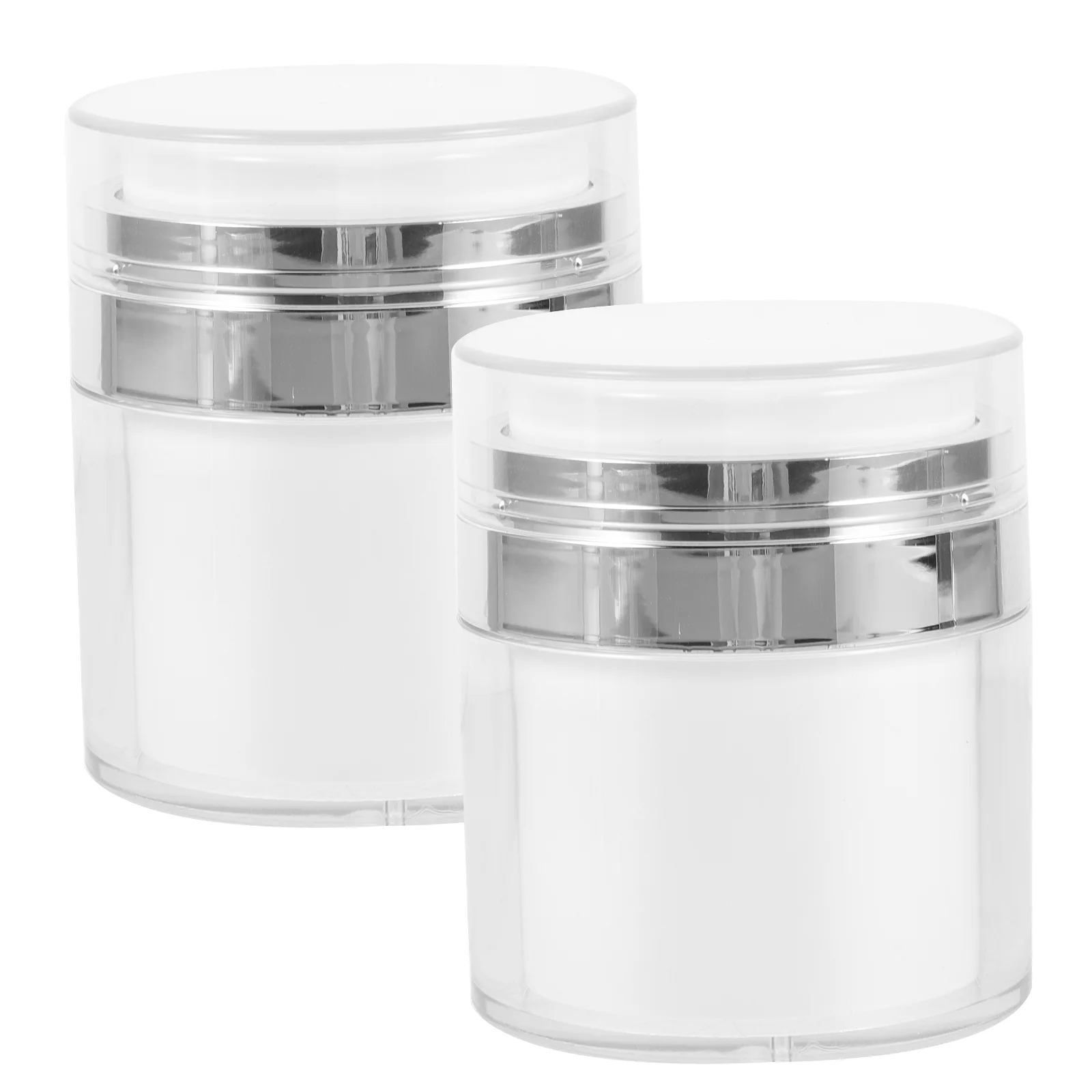 

Toiletries Press Cream Jar Airless Pump Jars Liquids White Sample Container Pot Travel Vacuum