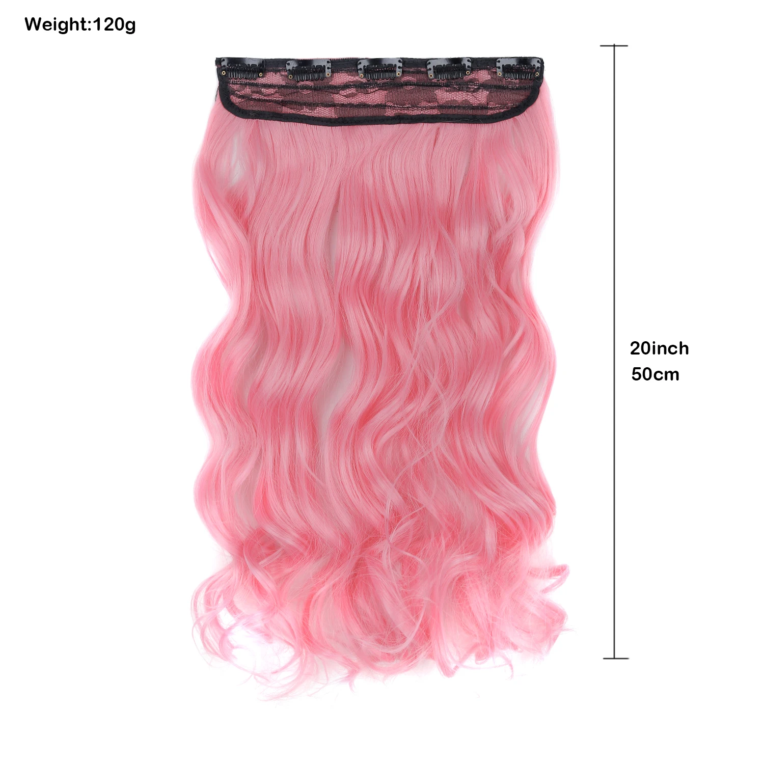 Jeedou Colorful Wavy Hair Clip in Hair Extensions One Piece 5 Clips Synthetic Red Blue Women's Hairpieces