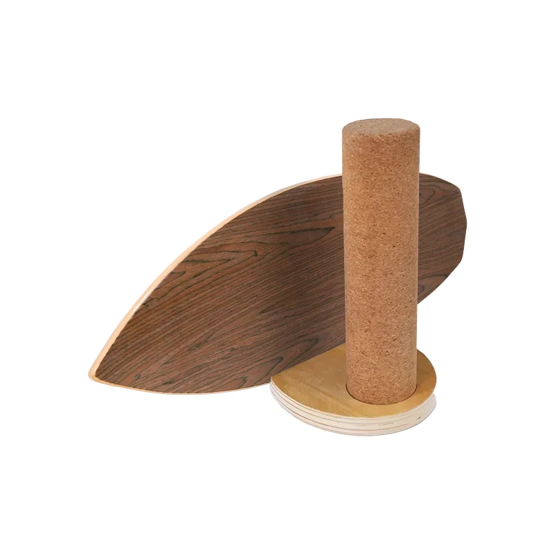Wholesale Eco-friendly Core Balancing Trainer Board Exercise Fitness Wooden Cork Roller Balance Board