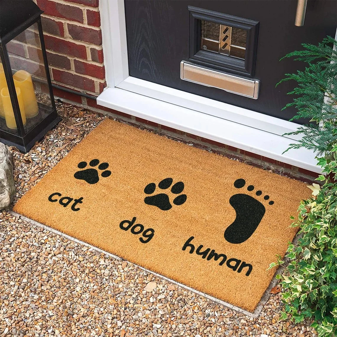 VIKAMA Brown Minimalist Hello Claw Flower Carpet Absorbent Anti Slip Soft Floor Mat Entrance Indoor Home Decoration