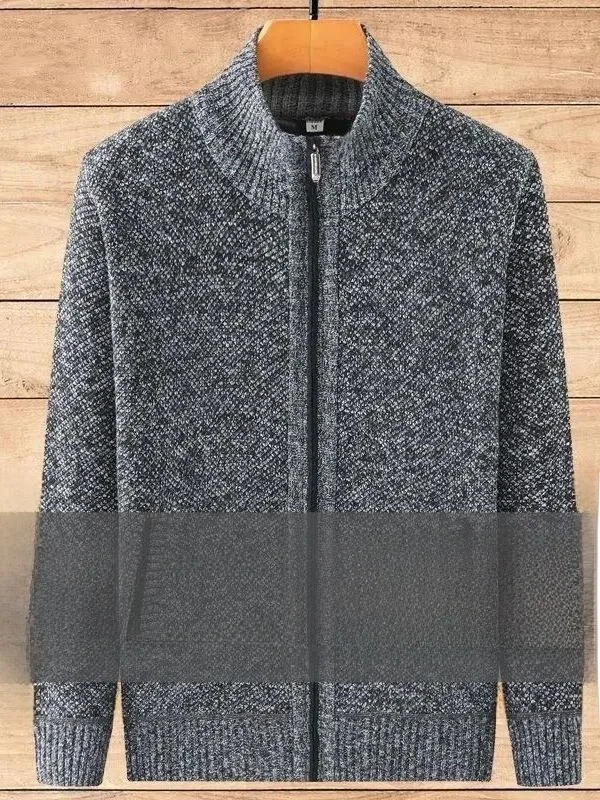 

Thiened Knitted Cardigan Men's Casual Sweater Dad's Spring Autumn Outerwear Pure Color Leisure Commute Warmth Sports