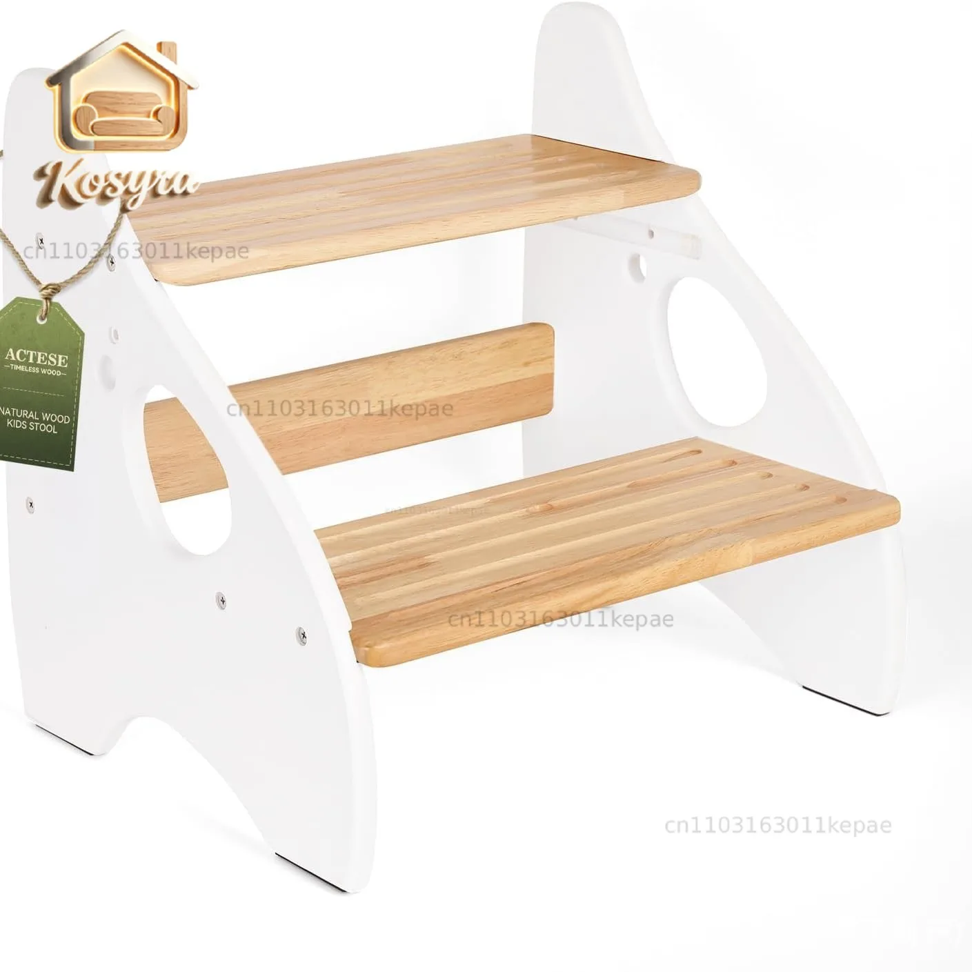 

Cross-border wooden children's toilet auxiliary stool two-step step stool with armrest baby washing table heightening stool
