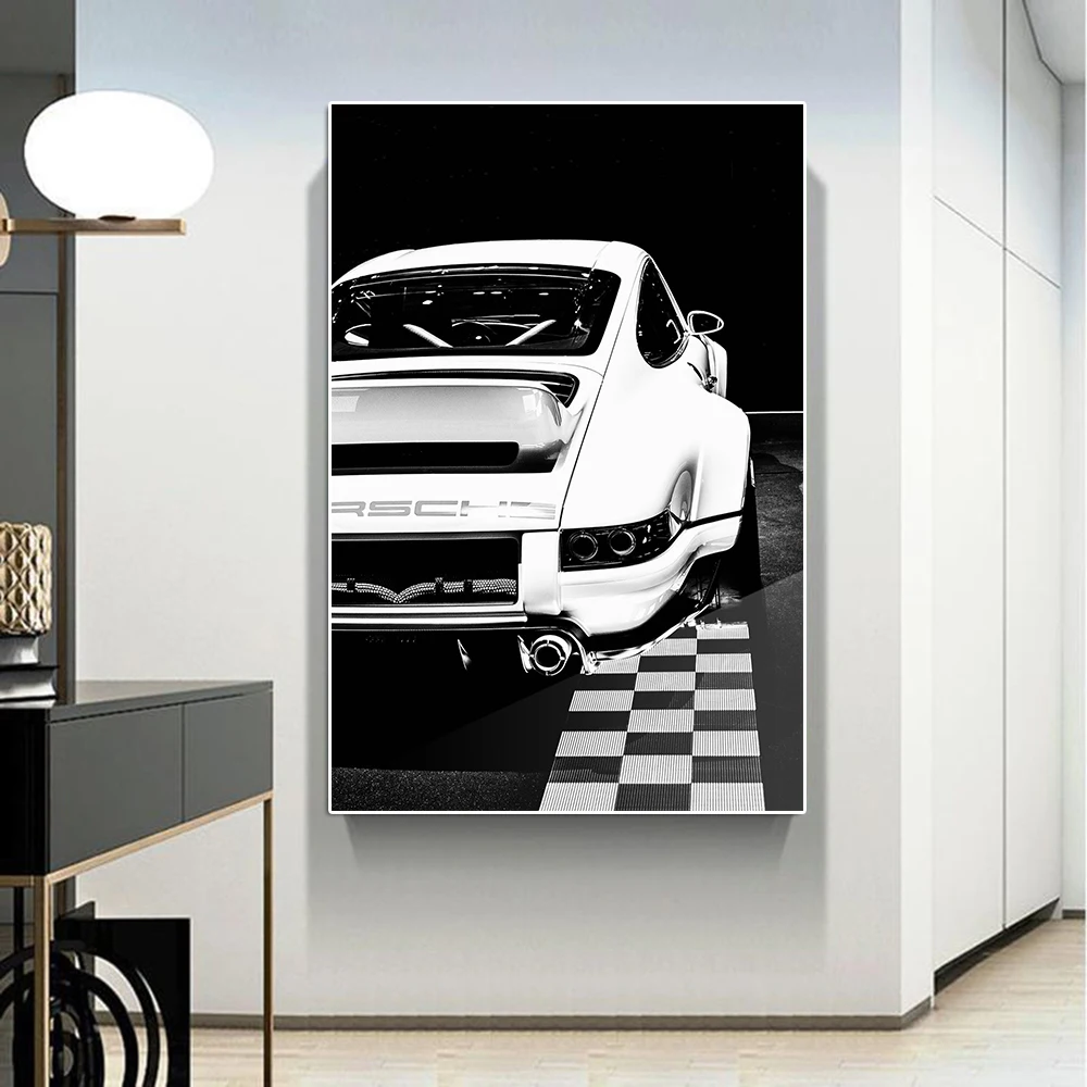 

Black And White Classic Sports Car 911 Canvas Painting Modern Luxury Racing Poster Print Club Wall Art Picture Room Home Decor