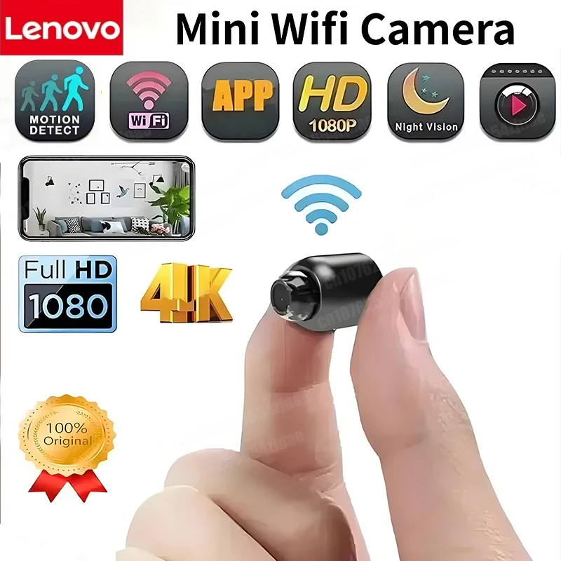Lenovo 1080P Mini Camera Wireless Surveillance Security Video Cam Night Vision Motion Detect Camcorder Cam Monitor Smart Home