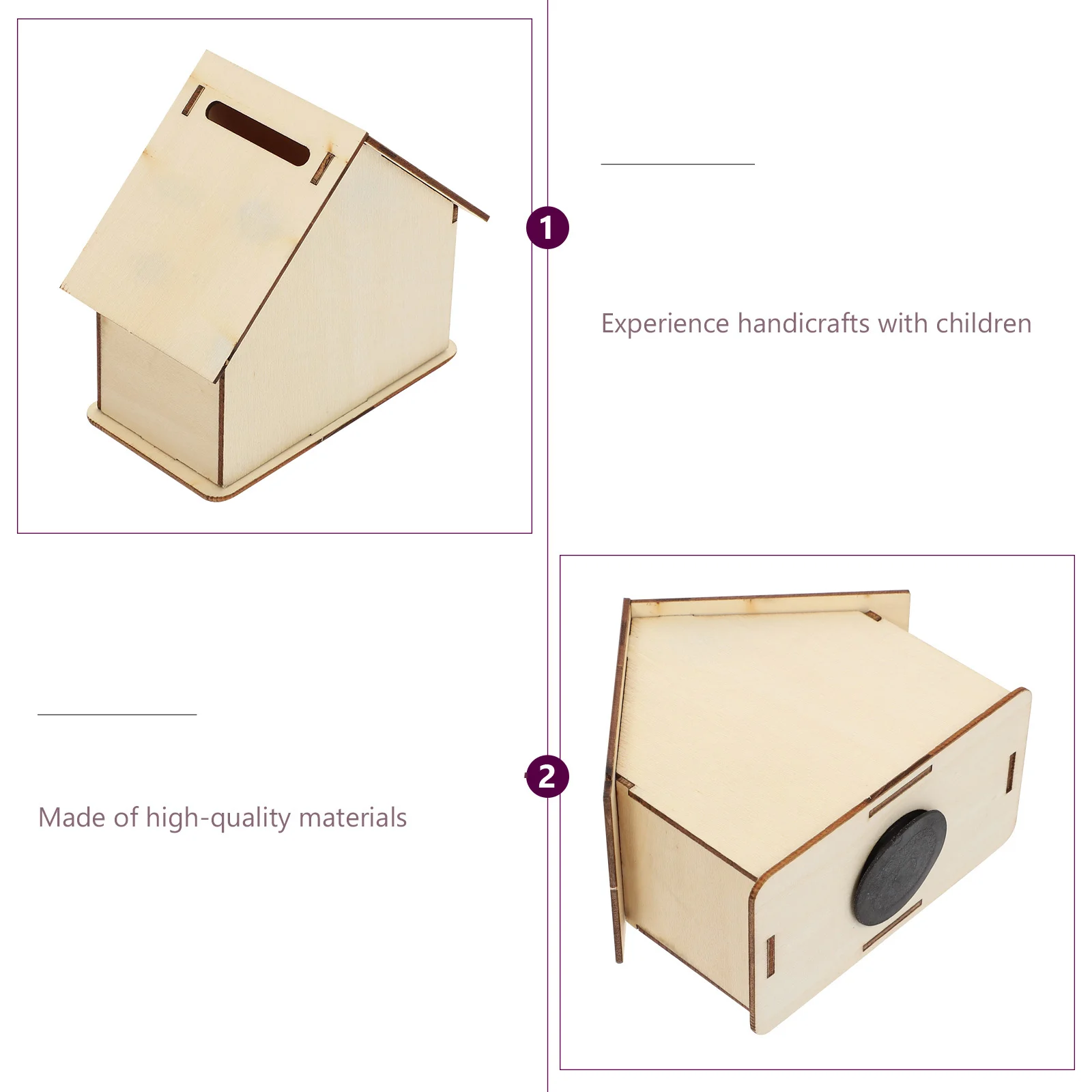 3 szt. Drewniany domek - skarbonka DIY, niedokończona skarbonka dla dzieci do samodzielnego malowania, drewniana skarbonka DIY