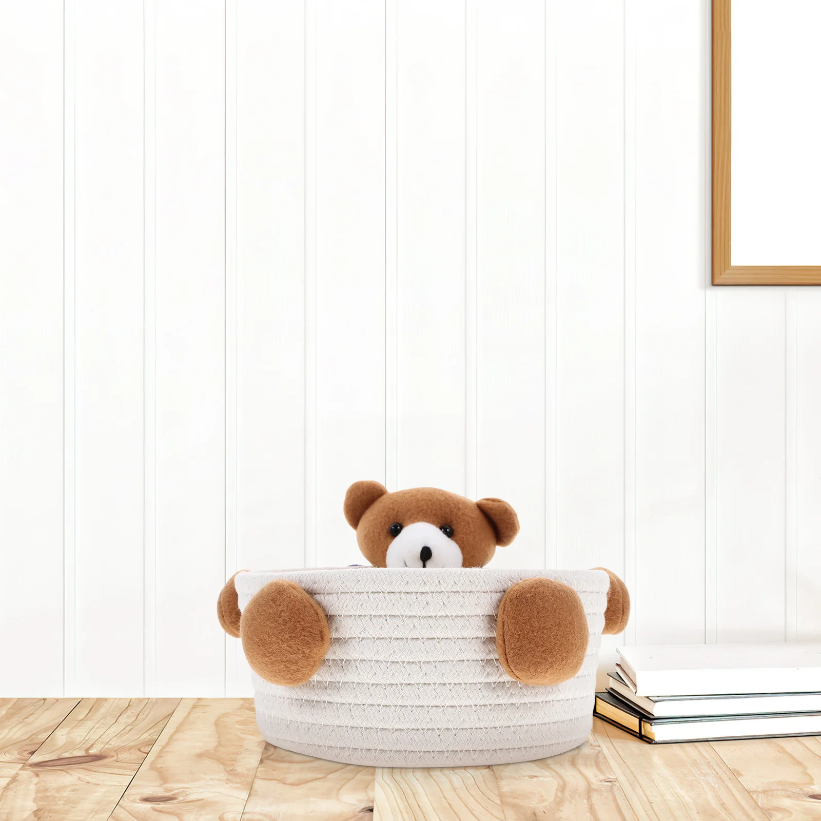 

Cotton Rope Woven Storage Basket Large Bear Design Organizer For Shelves Decorative Bins Room Laundry Storage