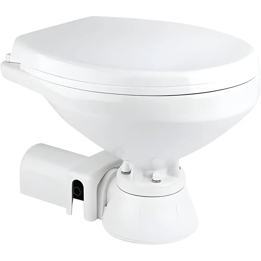 12V Electric Flush Marine Toilet – Large Size Marine Head – Corrosion Resistant Construction – Built-In Backflow Preventer – Sta