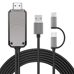 Kabel przejściowy do telefonu na telewizor, adapter typu C/micro-USB na HDMI, konwerter zgodny z 1080P na HDMI