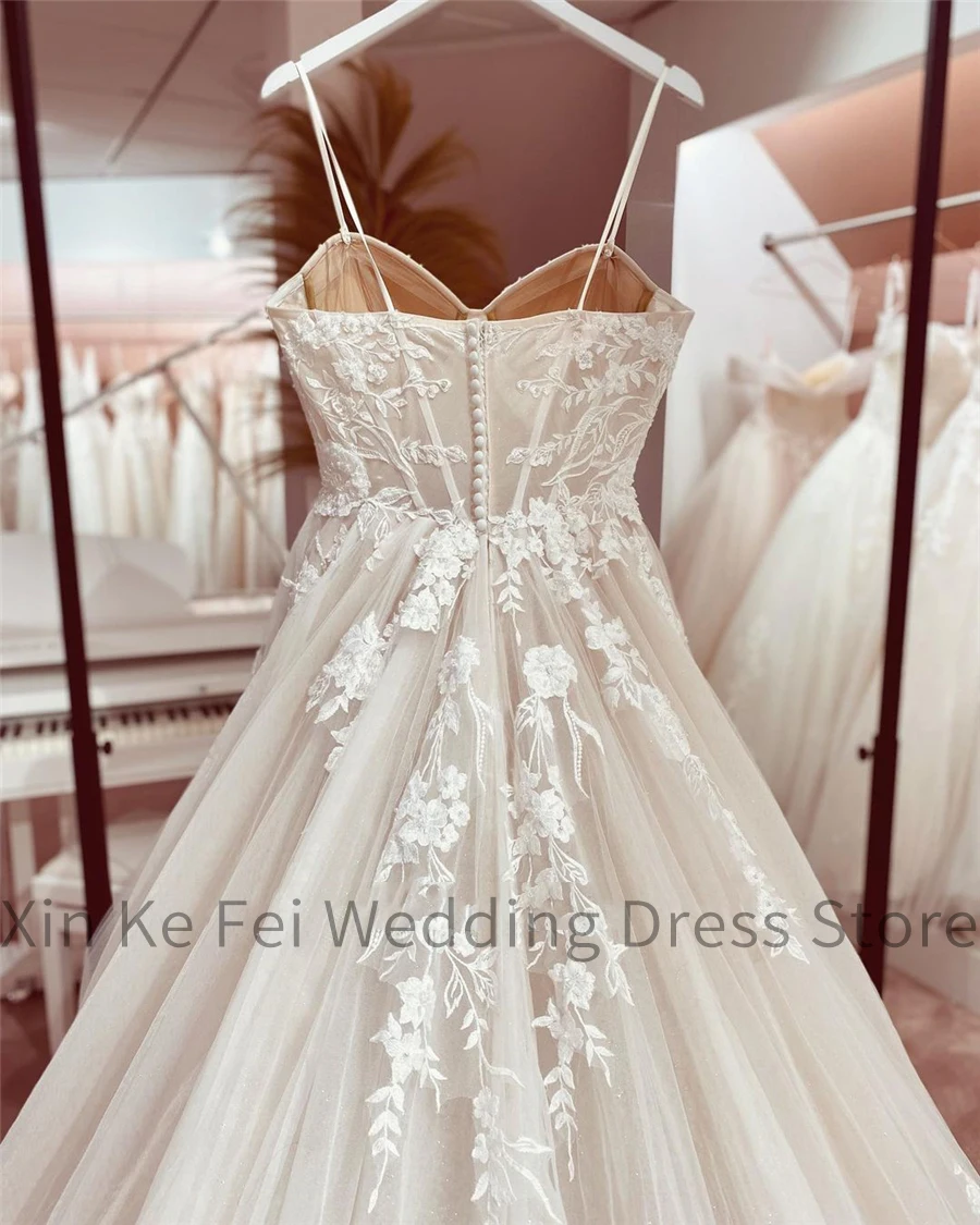 2024 Women's Wedding Dresses Sexy Sleeveless Off Shoulder Lace Applique Bridal Gowns Tulle Formal Beach Party Robe De Mariée