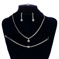 Jewelry Set HADIYANA Classic Shinning Wedding Earrings Necklace Bracelet Ring BN8328 for Women Bridal Engagement Jewelry