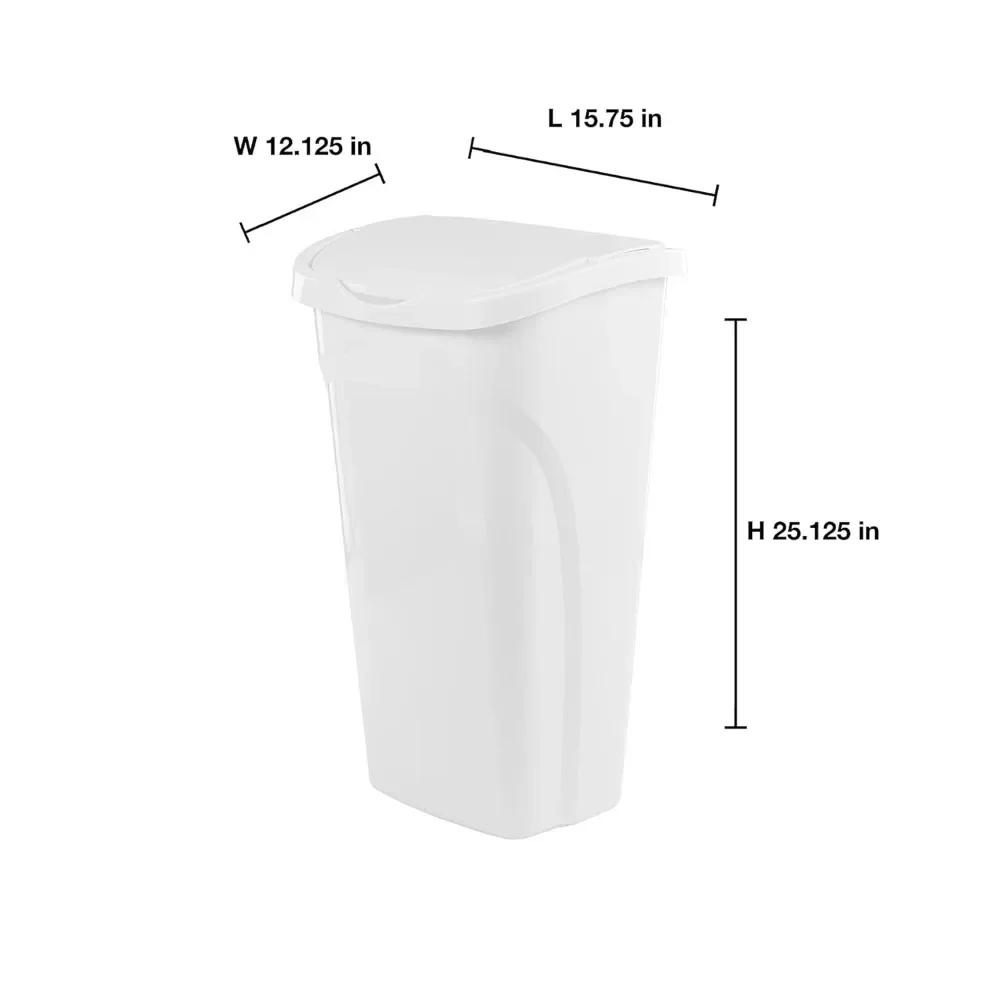 10 Gal/40 Qt Space-Efficient Kitchen Trash Can with Dual Swing Lid, (Pack of 2), Waste Basket Fits in Narrow Spaces and Perfect