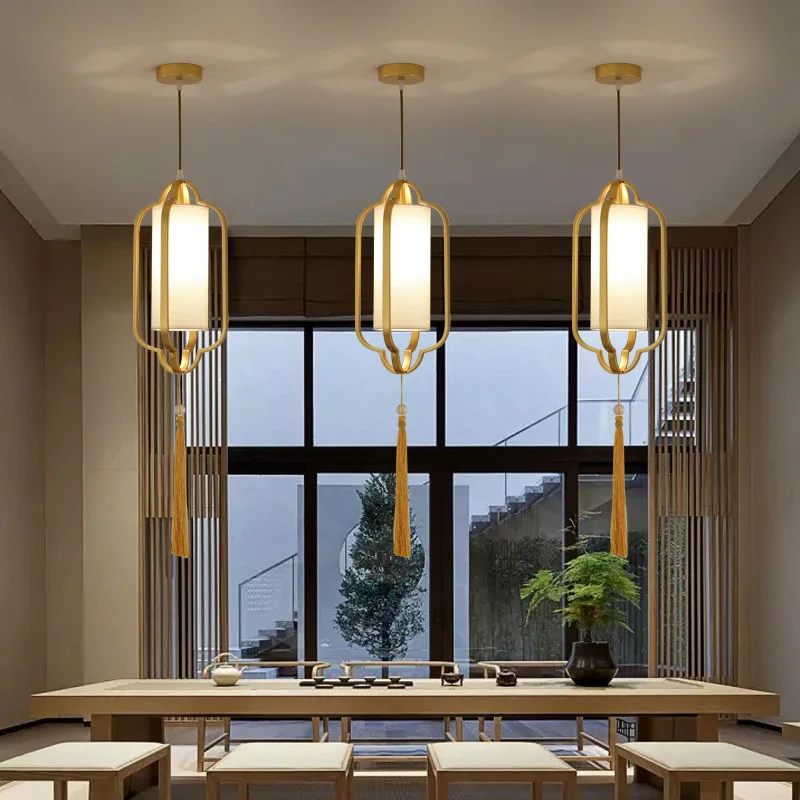 New Chinese Chandelier Single Head Chinese Style Restaurant Pendent Lamp Bar Porch Corridor Hotel Bedroom Bedside Droplight