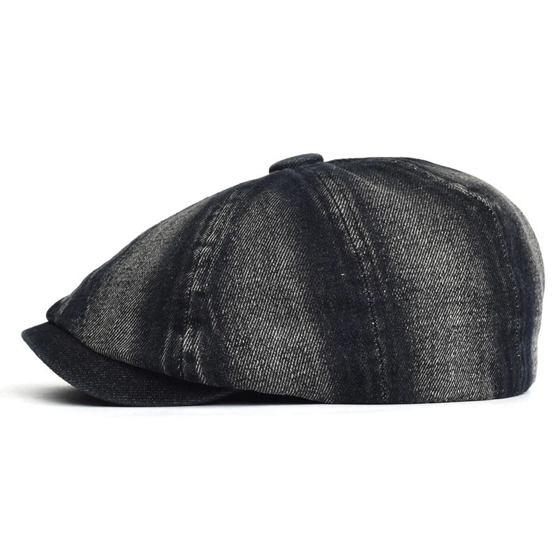 Denim Newsboy Cap Peaky Octagonal Hat Vintage Casual Cap Solid Berets Visor Gatsby Flat Ivy Hat