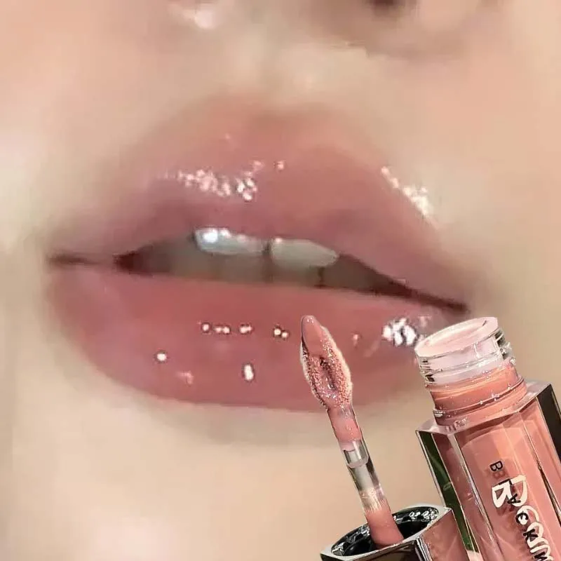 Eistransparenter Brauner Lipgloss Feuchtigkeitsspendender Glänzender Flüssiger Lippenstift Nude Wasserleichter Spiegelglanz Lip Glaze Langanhaltendes Make-up